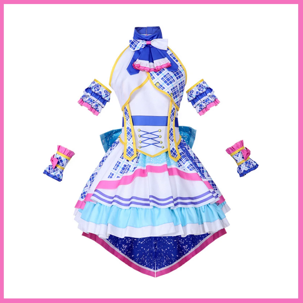 Anime Pripara Manaka Laala Cosplay Costume SoLaMi SMILE Wig Blue White Color Dress Lolita Skirt Woman Sexy Lovely Christmas Suit