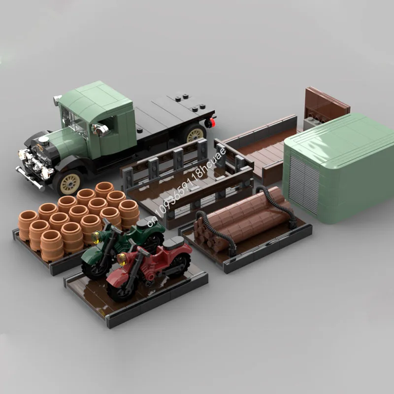 404 Stück MOC Vintage Truck modular breit klassisches Modell Bausteine Ziegel Architektur Handwerk Spielzeug Weihnachtsgeschenke