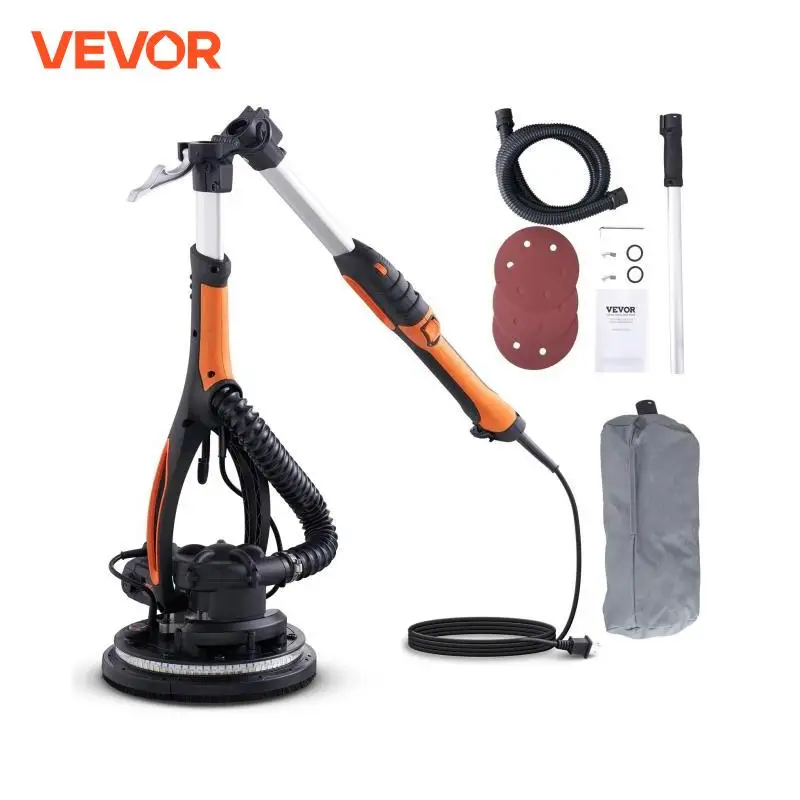 VEVOR-lijadora de paneles de yeso con Motor de cepillo, máquina eléctrica ajustable de velocidad Variable con mango de autosucción, amoladora de pared, 900W