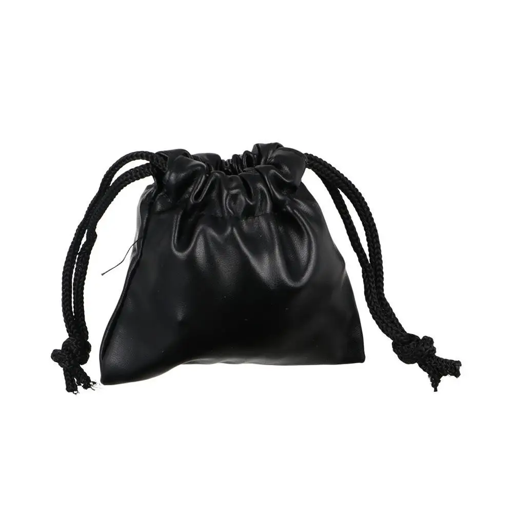 Multi-functional PU Leather Headphone Bags Black Draw String Bag Earphone Cable Pouch Dust-proof Headset Bag Makeup