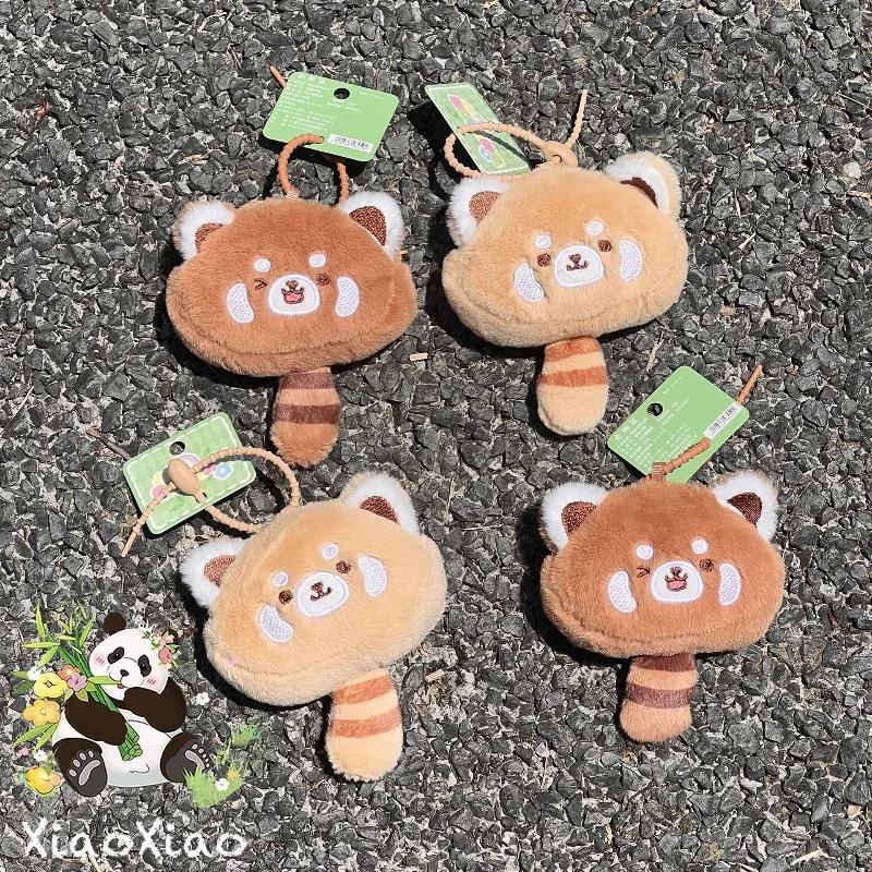 Lustiger Cartoon-Roter Panda-Plüsch-Schlüsselanhänger mit Schwanz, weicher Drehung zum Kostüm, Panda-Anhänger, niedliche Kopfhörertasche, roter Panda-Geldbörse, Zoo-Geschenk