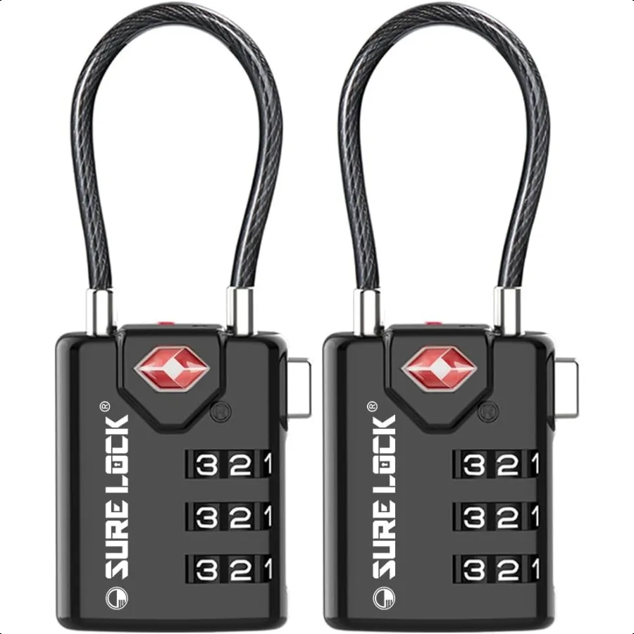 

TSA Compatible Travel Lage Locks Inspection Indicator Easy Read Dials 2 pack
