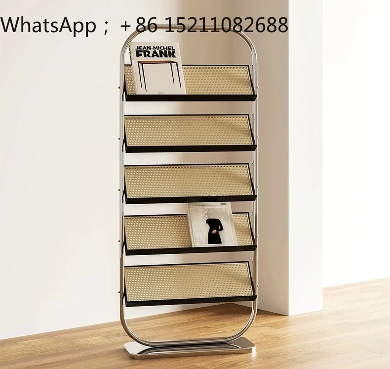 SCY medieval stainless steel book and newspaper rack multi-layer magazine rack reading newspaper rack