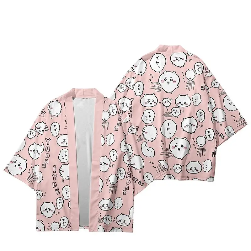 Anime Chiikawa Pajamas Cute Hachiware Homewear Summer Short-Sleeved Cardigan Usagi Home Clothes Soft Couple Cape T-Shirt Gift