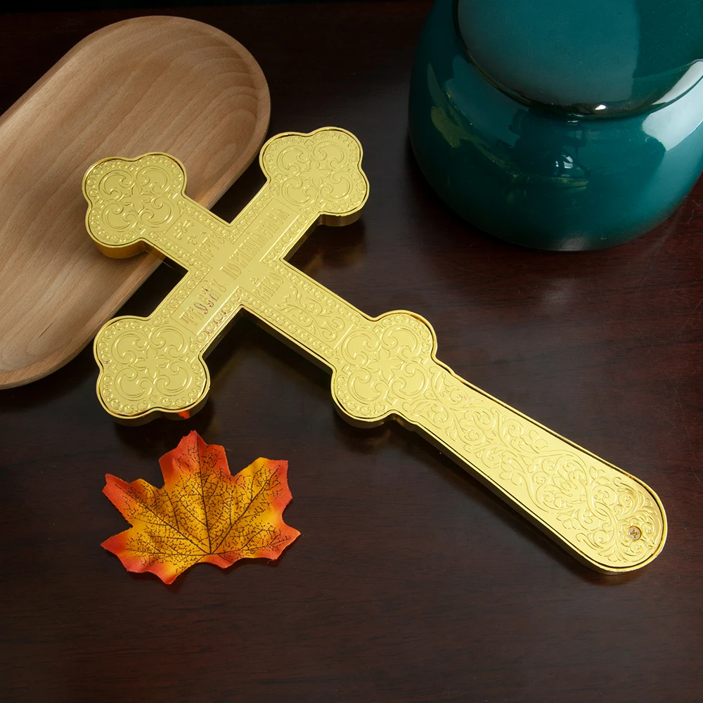 Neues Orthodoxes Kruzifix, Jesus-Ikone, Kreuz mit Emaille im byzantinischen Stil, christliches Kreuz für Gebetsrituale, heilige Altardekoration für Zuhause – Detail 7