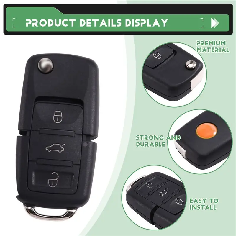 SA2205 Second Generation XKB520EN Replaces XKB501EN Remote Key For VW B5 Flip 3-Button Wireless Programming Enabled-A67F