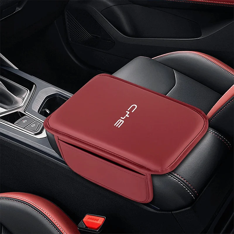 BYD Logo PU Leather Armrest Cushion Pad For Atto 3 Seal Dolphin Han Tang Song Yuan Center Console Storage Trim Parts
