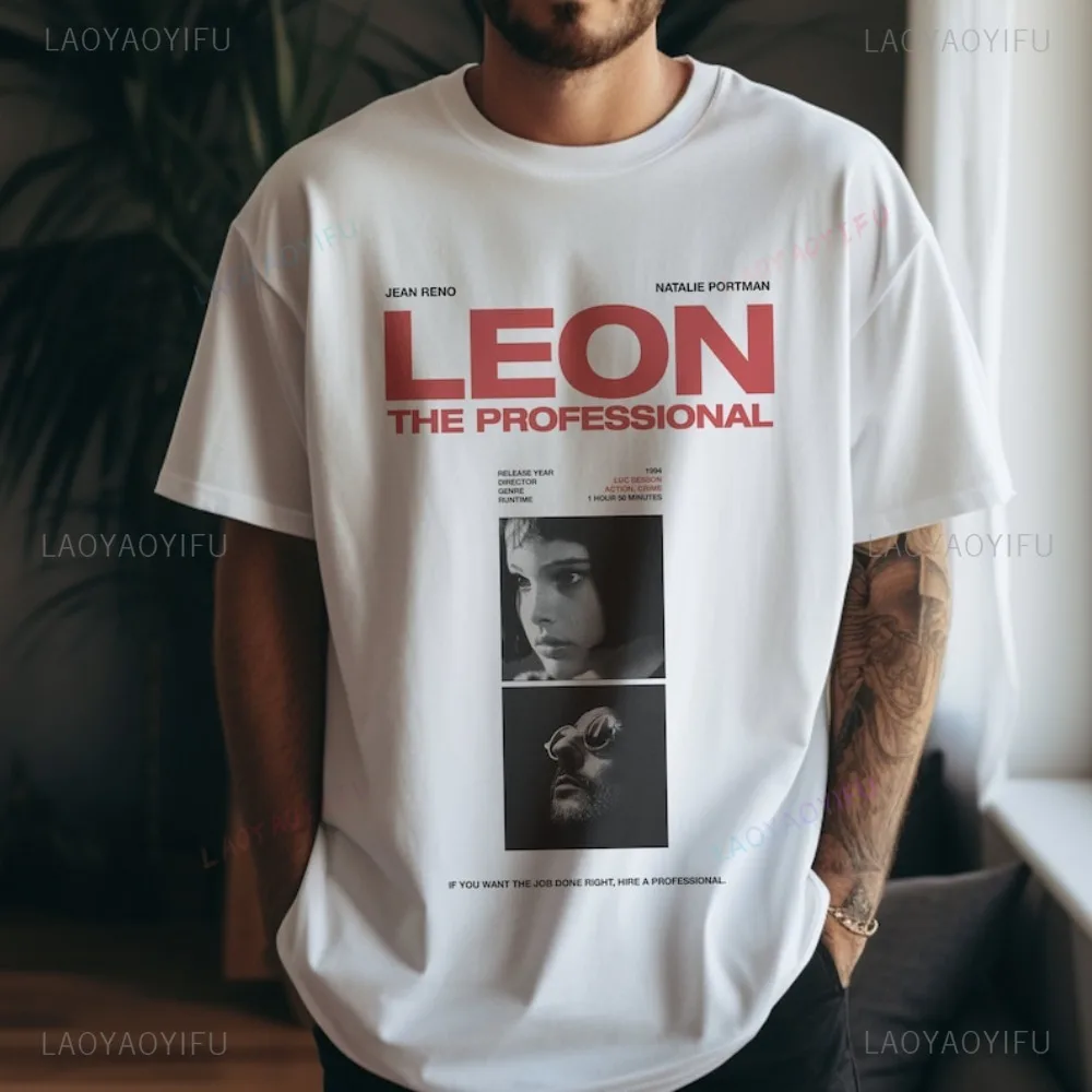 Leon The Professional T-Shirt Vintage Classic Movie Men Women Cotton Tee Action Movie Memorabilia Gift for Him Graphic Tshirt