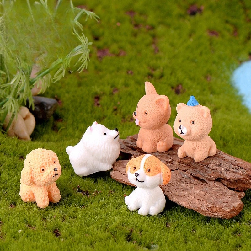 

1 Pcs Mini Cute Dog Micro Landscape Resin Creative Simulation Cartoon Dog Ornament