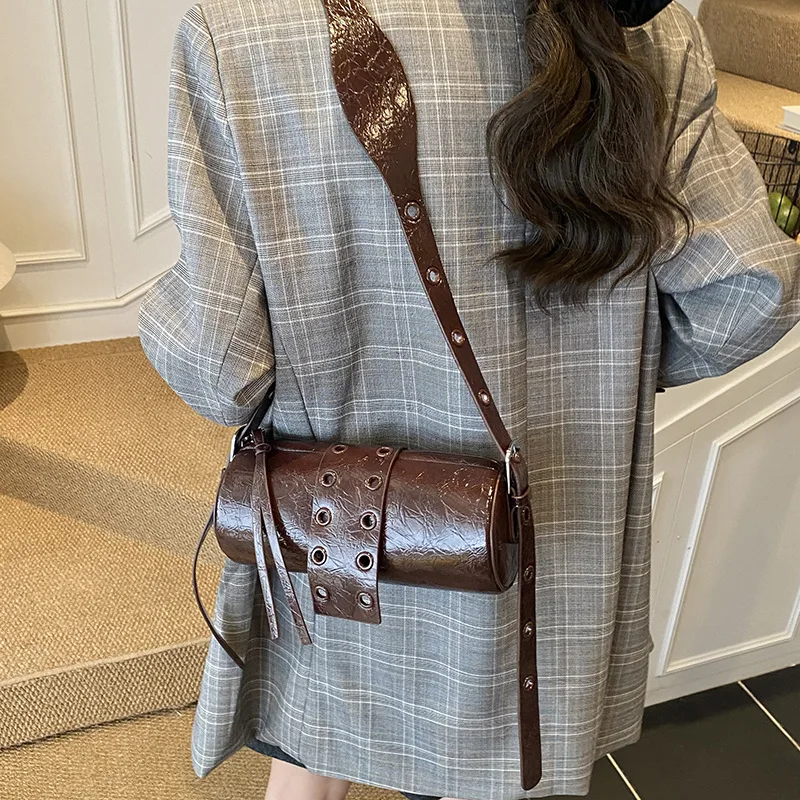 2025 Herbst neue vielseitige Zylindertasche Damen Vintage High-End-Nischen-Schulter-Unterarm-Luxus-Geldbörse
