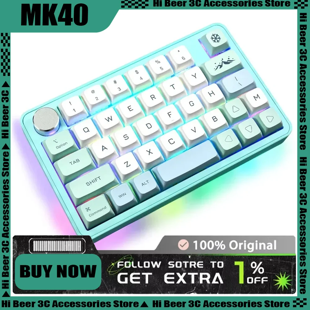 

MK40 38keys Wired Keyboard Macro Programming Knob Drawing Customized Fashion Gaming Mechanical Keyboard Laptop Accessory Gift