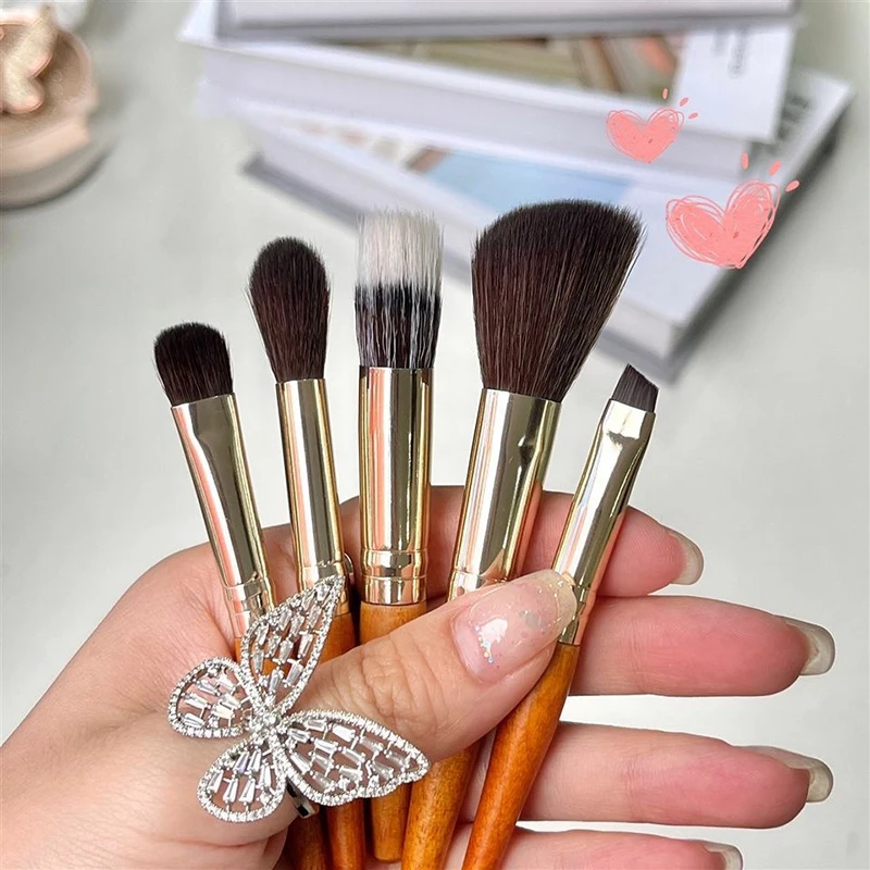 9Pcs/Set Mini Makeup Brush Set Portable Travel Cosmetic Brushes Kit Eyeshadow Foundation Powder Brushes Beauty Makeup Tools