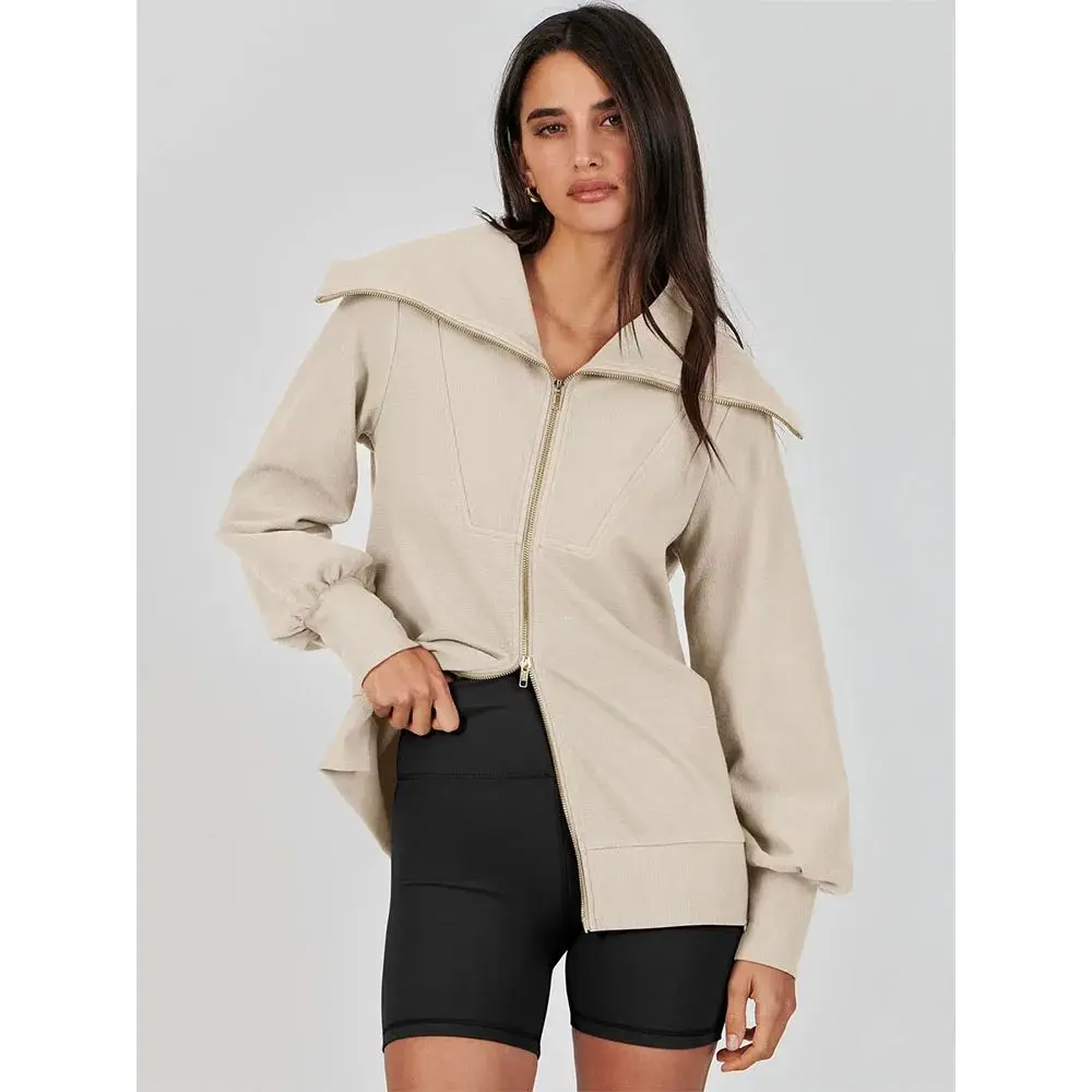 Felpa con cappuccio da donna oversize con zip Maglione casual carino Comodo Faionable Autunno 2023 Altro materiale 00%