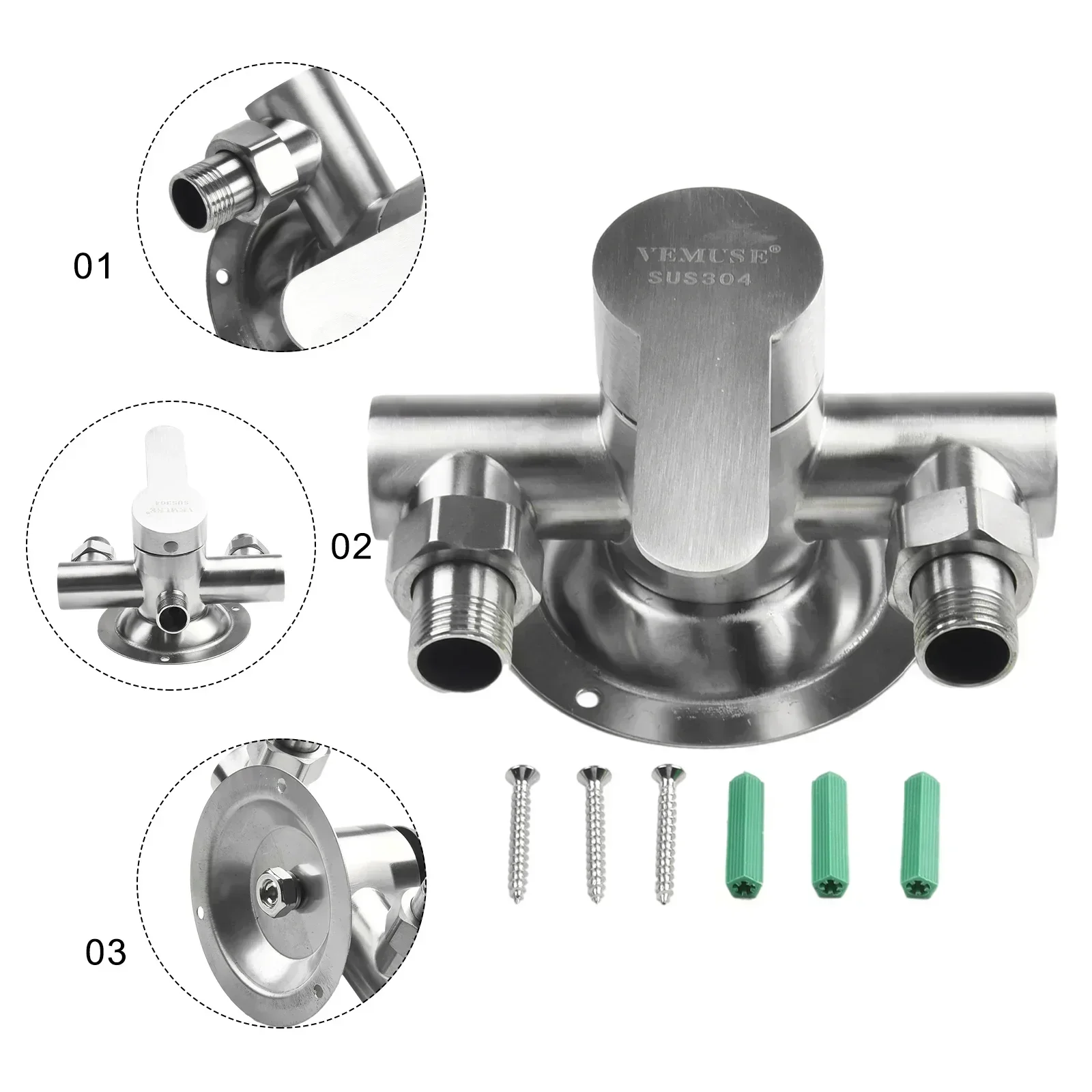 Exquisite Faucet Accessories With Whole Accessories 1pcs Hot Cold Shower Faucet 304 Stainless Steel Ceramic Valve Double Holes