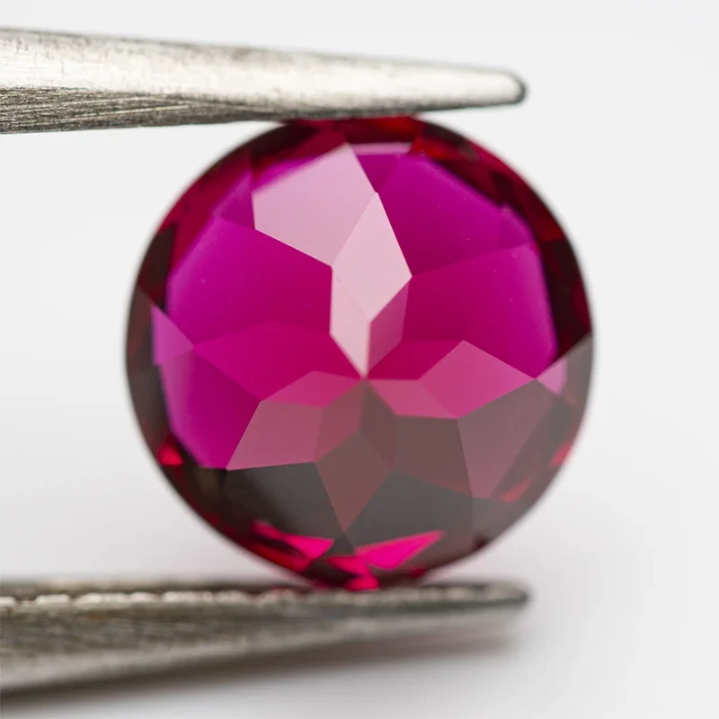 Lab Grown Ruby Round Shape Red Color Charm Beads for Diy Jewelry Making Pendant Ring Materials Selectable AGL Certificate