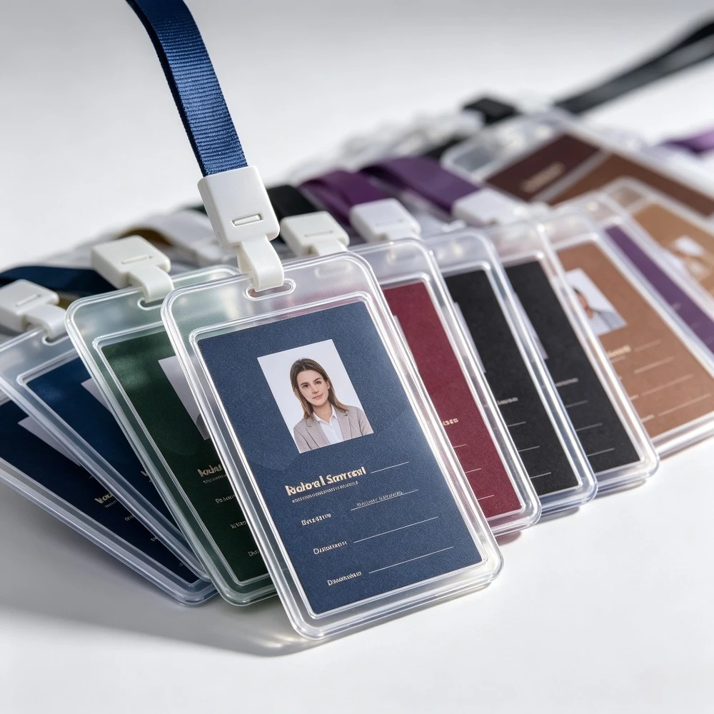 1Set Transparent ID Card Holder Name Tag Working Permit Case with Lanyard for Staff Badge Holder Exhibition Pass Work Card Cover