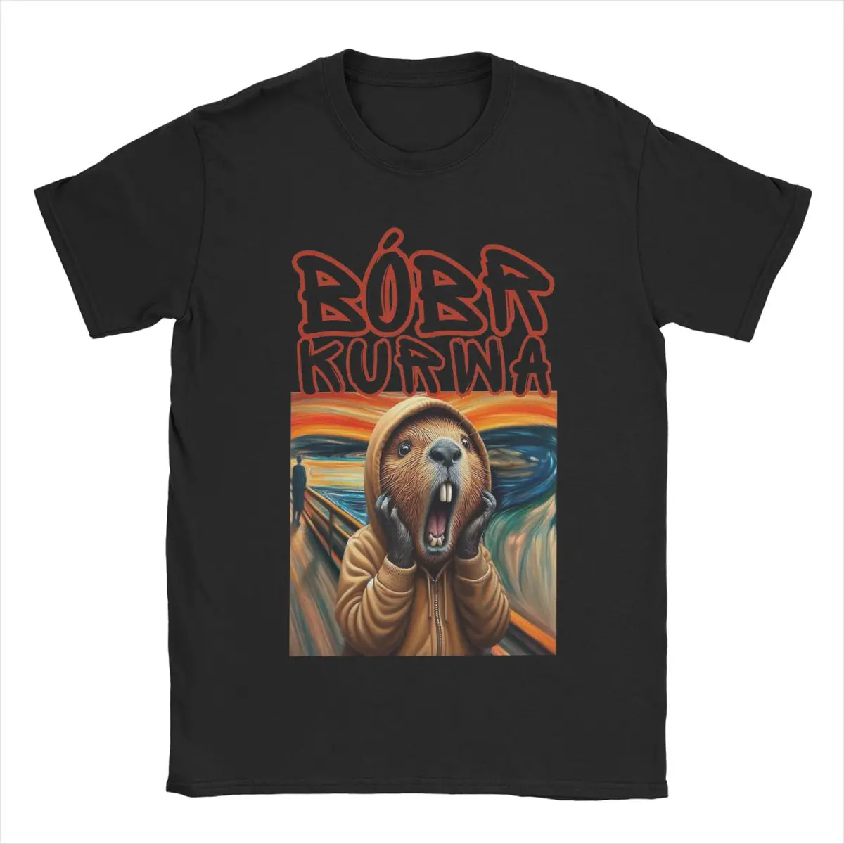 Men Kurwa Bobr Bober Beaver Boberek The Scream T Shirt 100% Cotton Tops Humor Short Sleeve Crewneck Tees Plus Size T-Shirt