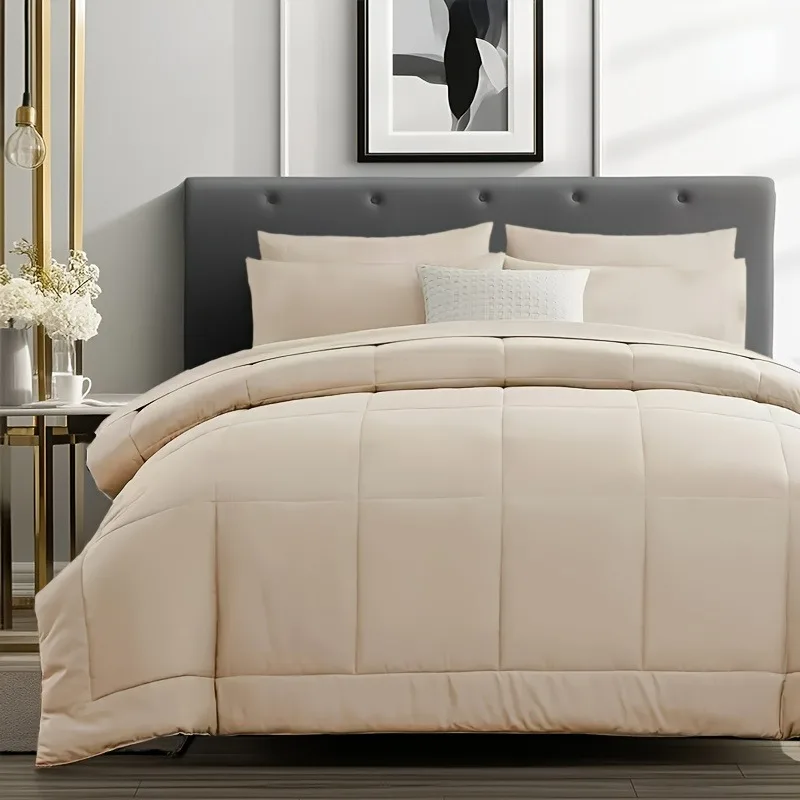 Chadly 5/7 قطع لحاف فاخر متقلب، ألياف دقيقة ناعمة، قابلة للتنفس، سهلة العناية لجميع المواسم، طقم سرير