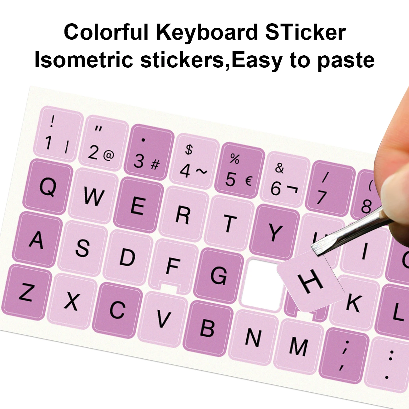 2pcs Colorful Keyboard Stickers Spanish Letters, Universal Keyboard Letters Replacement Sticker for Computers &Notebooks