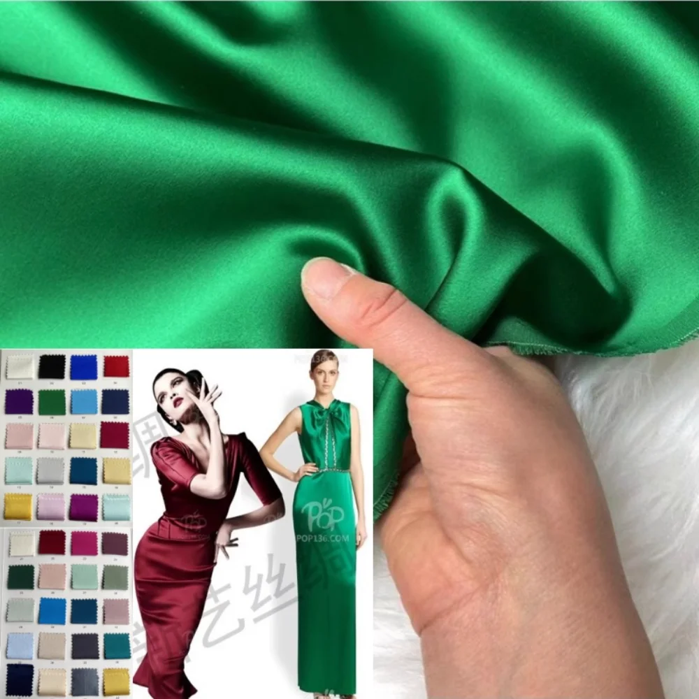 

Natural Mulberry Silk Crepe Satin Fabric for Dresses Shirts Long Skirts Hairbands Fabrics By The Meter Diy Sewing Cloth Material