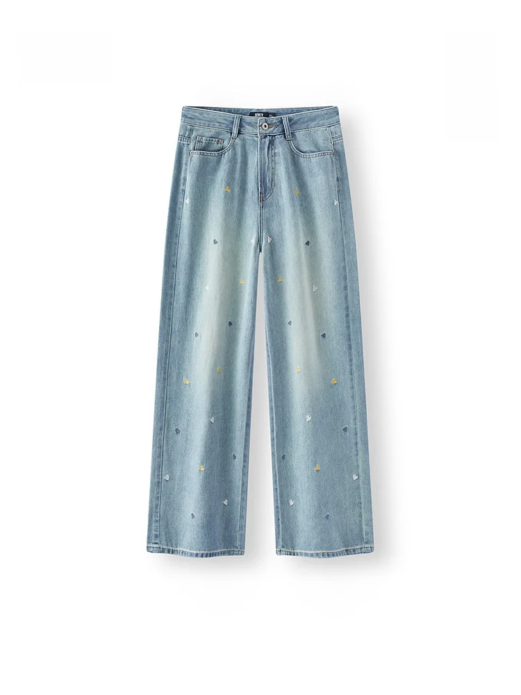 

Женские летние джинсы Semir с вышивкой, широкие, свободного кроя, из хлопковой смеси, уникальные, комфортные, свободные брюки