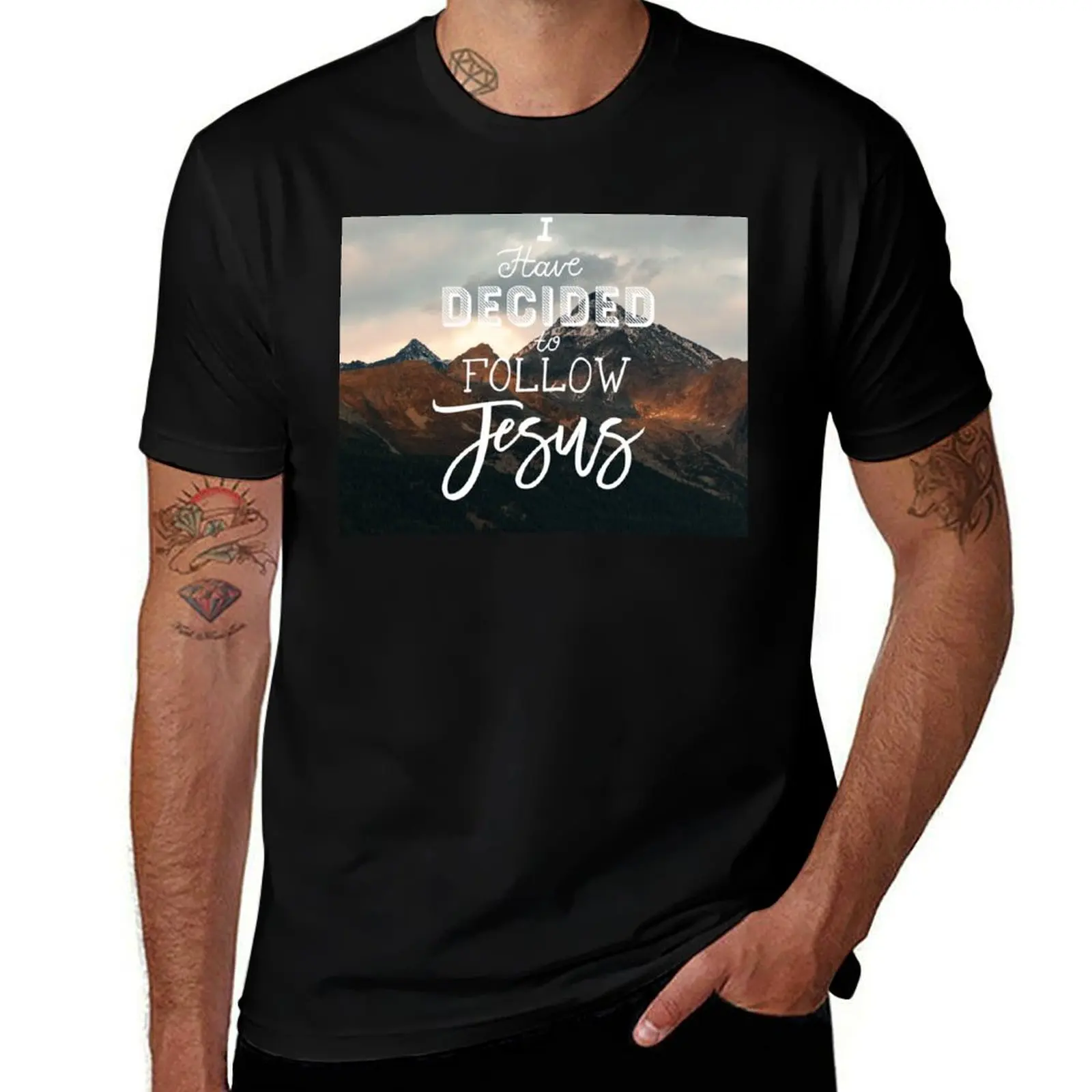 Christian Quote - I have decided to follow Jesus T-Shirt Large Size Short Sleeve T-Shirt