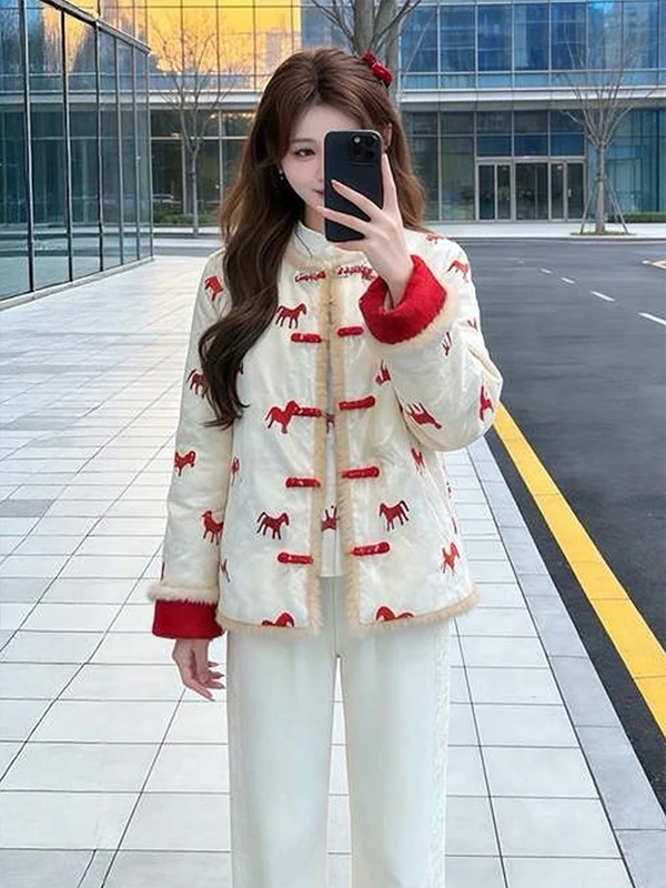 

Ретро-комплект из двух предметов: модная мягкая зимняя верхняя одежда из хлопка для женщин, женская одежда для взрослых