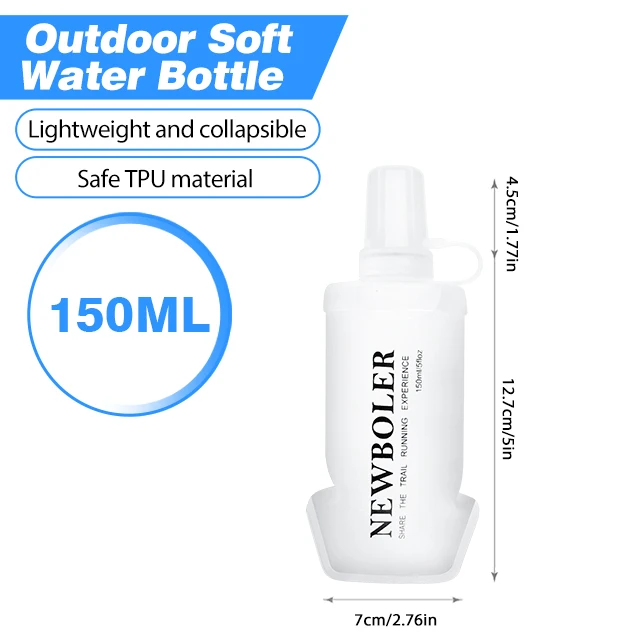 250/500/750ML Soft Flask Faltbare, zusammenklappbare Wasserflasche für Laufrucksack, TPU, BPA-frei, Outdoor-Sport, tragbare Wasserflasche