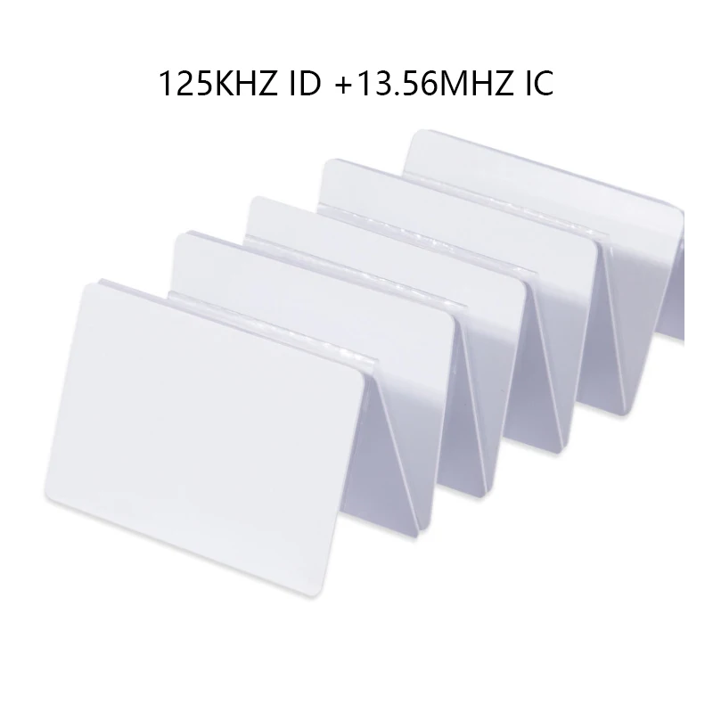 ชิปคู่ IC + ID ชิป RFID การ์ด, Access Control สมาร์ทการ์ด, 1K 13.56mhz IC + 125KHZ TK4100, 100 ชิ้น