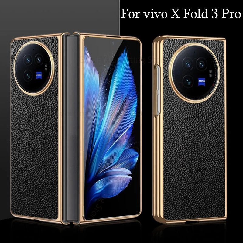 

Coque For vivo X Fold3 Pro 5G Plating Leather Phone Case For VIVO X Fold 3 Fold2 Electroplated Shockproof Phone Cover Fold 3 Pro