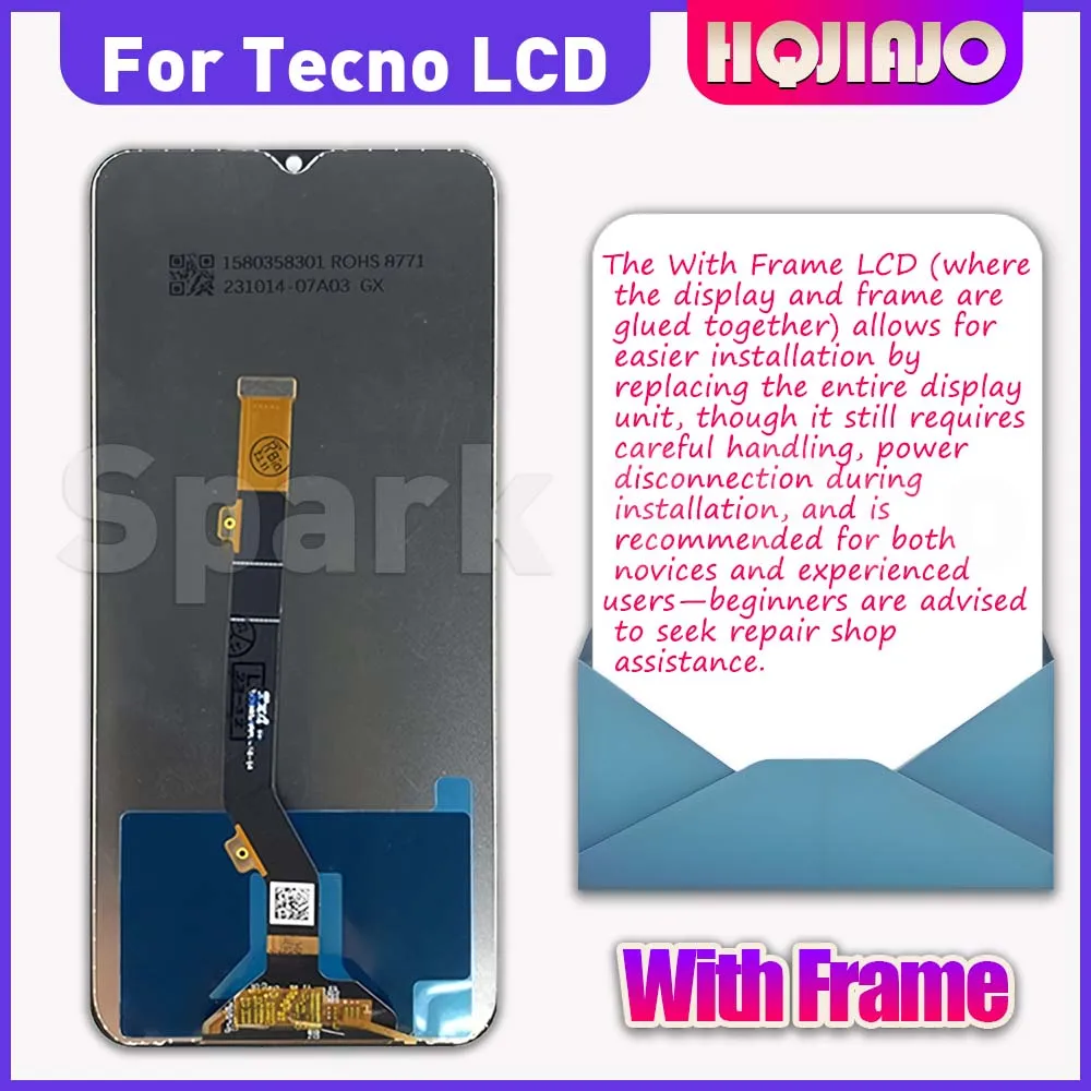 66-''ips-lcd-tecno-spark-9-pro-kh7-kh7n-フレームなしディスプレイタッチスクリーンデジタイザーアセンブリ交換用-spark9pro-100-テスト済み