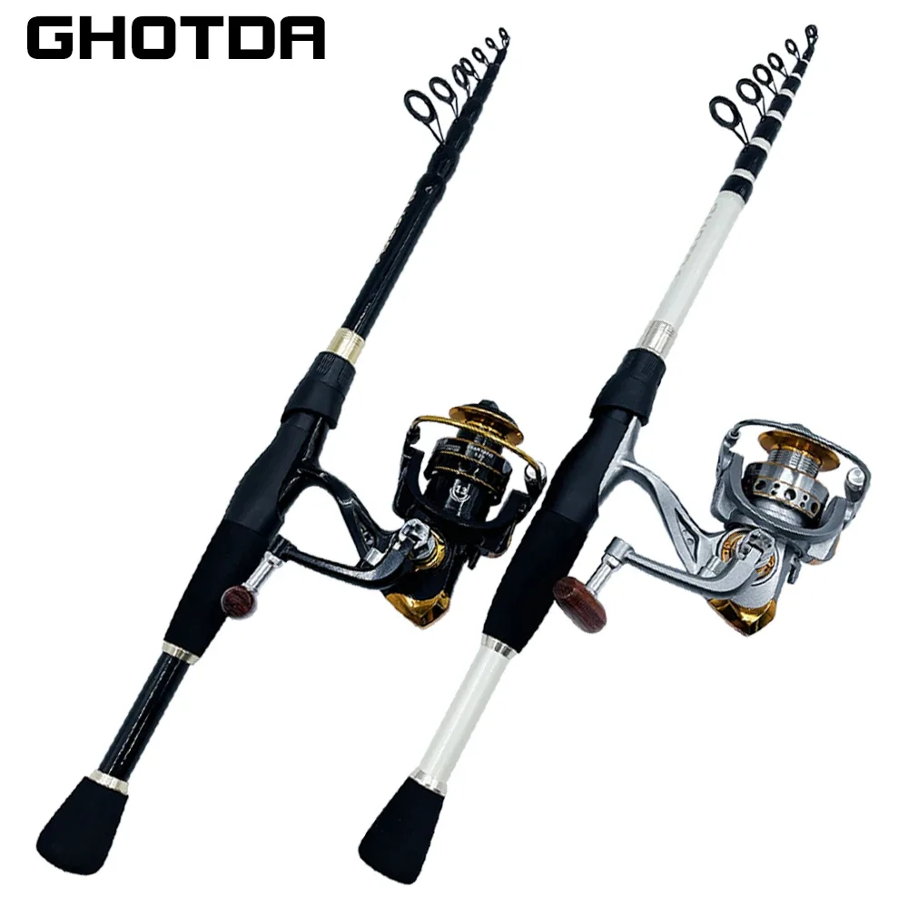 Combo caña telescópica ultraligera + carrete giratorio agua dulce