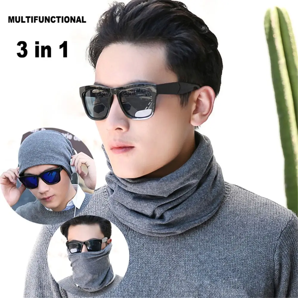 1Pc Winter Warm Brushed Knit Neck Warmer Circle Go Out Wrap Cowl Loop Snood Shawl Outdoor Ski Climbing Scarf For Men Women