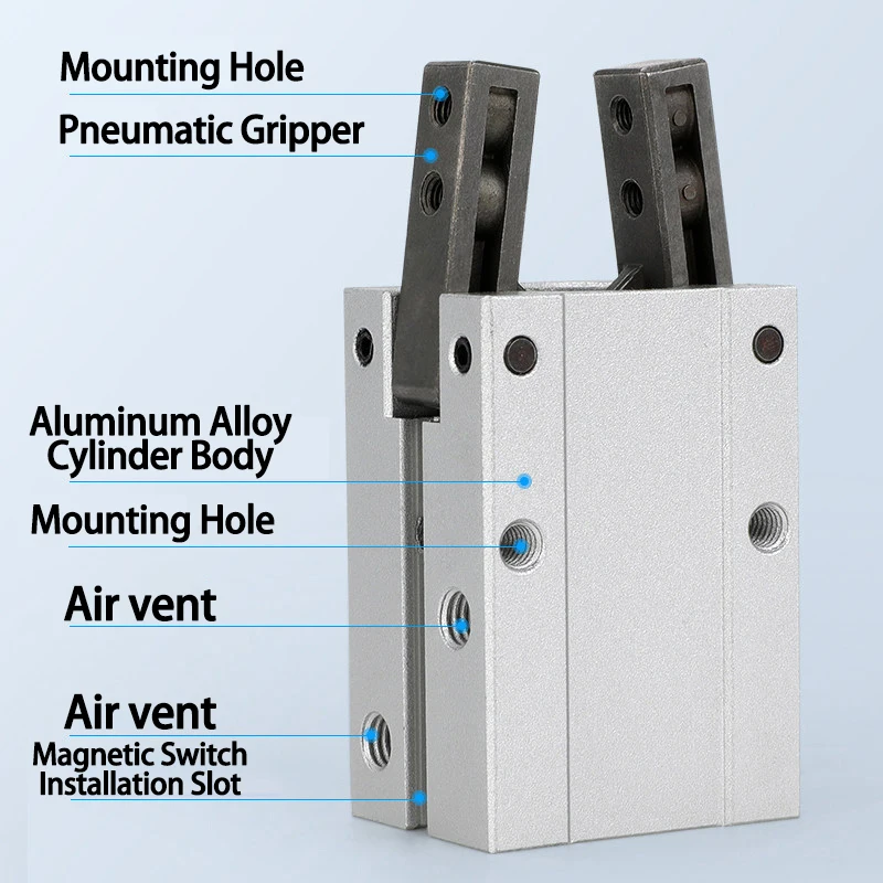 Airtac Typ 180 ° Klaue Grad eckiger Stil Greifer kleiner Pneumatikzylinder Maske Maschine Fingerzylinder HFY/HFTY 6 10 16 20 25 – Detail 2
