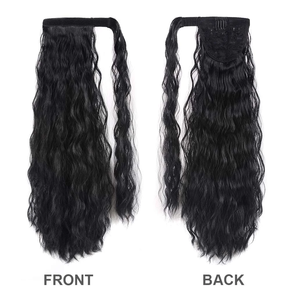 Women's wig, long curly hair, pocket magic tape, high-temperature silk, fluffy corn curl, must tail, enhance temperament