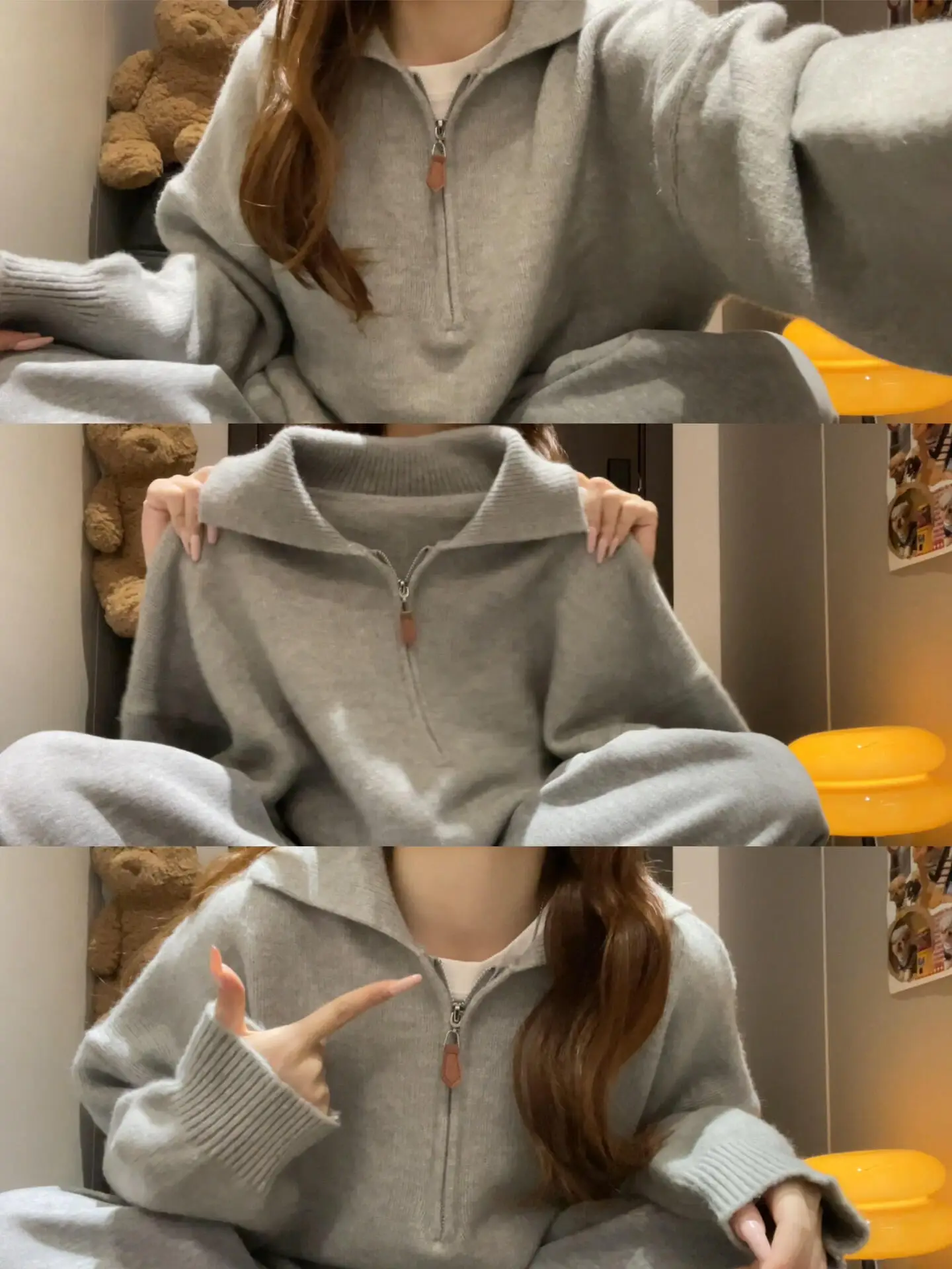 

Ретро-корейская женская трикотажная кофта с длинным рукавом на молнии, осенне-зимняя, из смесовой ткани (полиэстер/шерсть), для ношения под одеждой