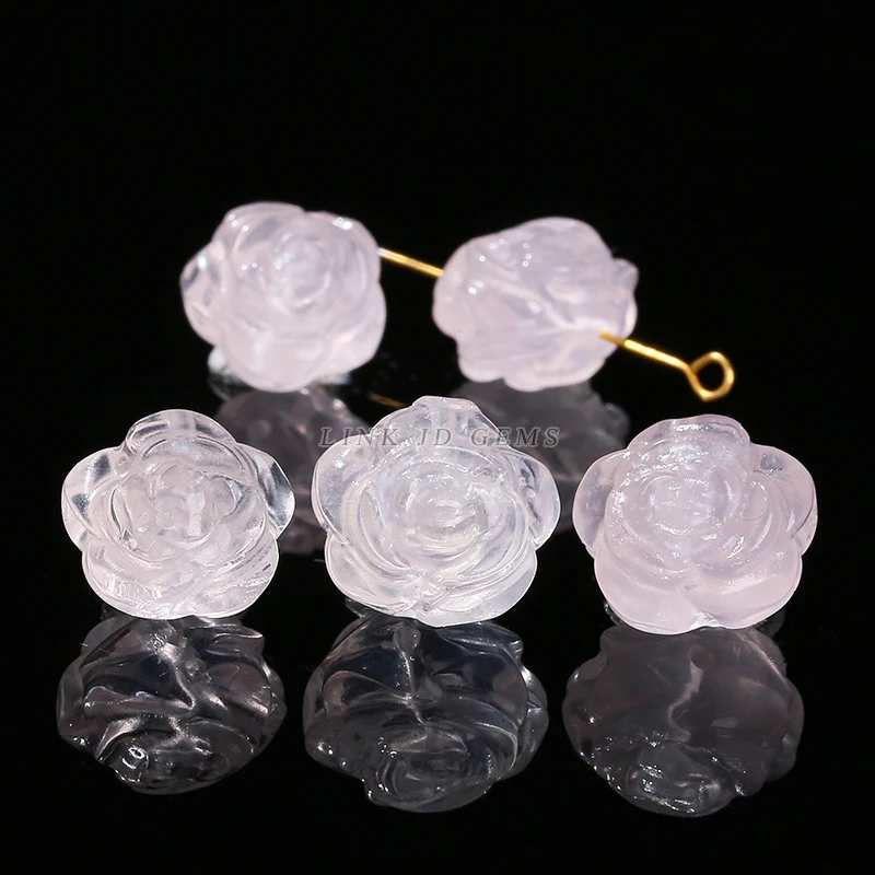 1 Pc Natural Stone Amethyst Obsidian Pink Quartz Carved Rose Flower Shape Bead For Jewelry Making Diy Necklace Bracelet Finding