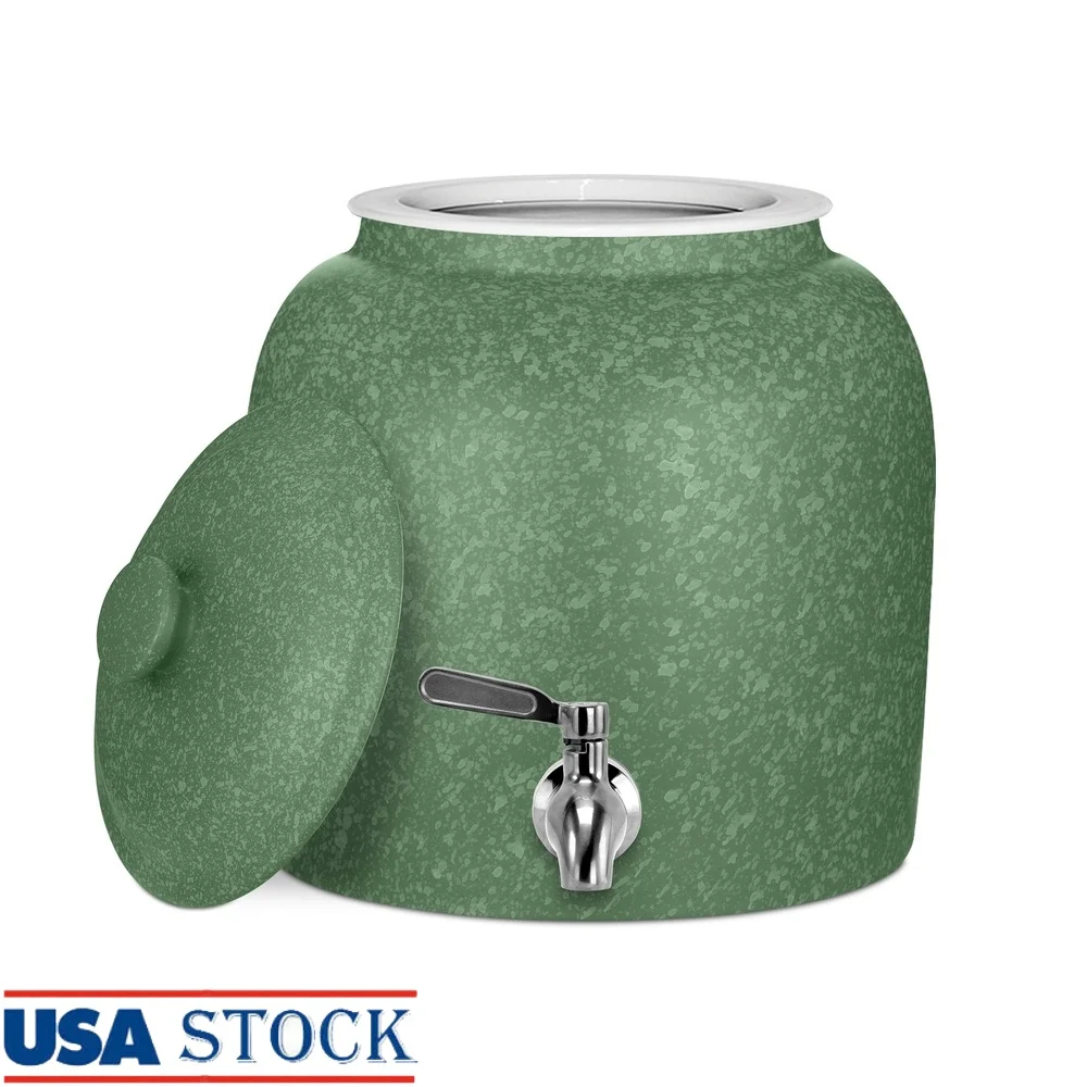 

Elegant Porcelain Water Dispenser with Stainless Steel Faucet and Lid 5 Gallon Capacity BPA Free Leak Proof Design Home