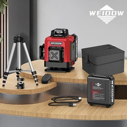 WEIDDW 4D 16 Lines Laser Level with Tripod and suitcase 360 Self Leveling 4x360° Cross Line Professional Laser Construction Tool