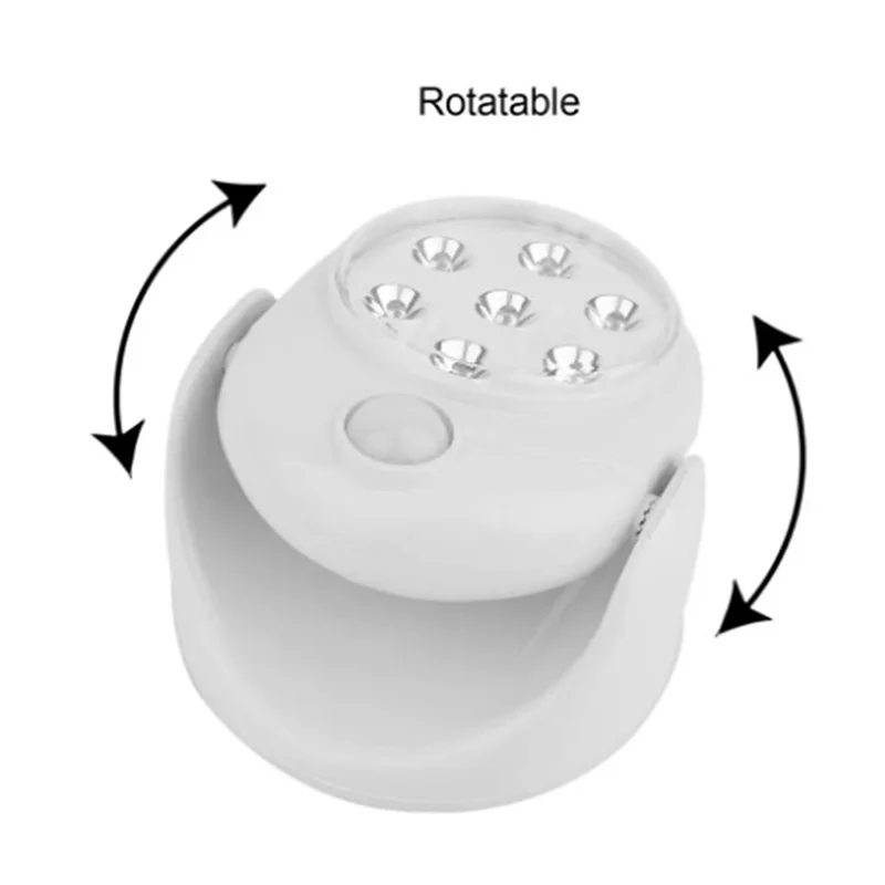 

N04R 2X 7 LED Wireless 360 Degrees Rotation Motion Activated Sensor Ultra Bright Night Light Automatic Infrared Wall Lamp