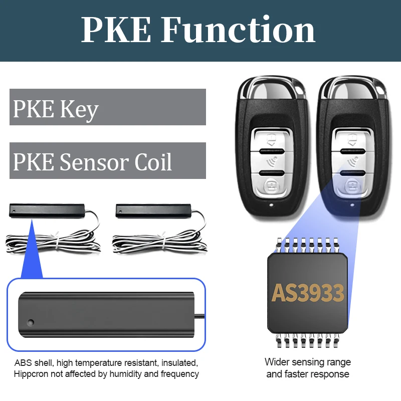 Hippcron Car PKE Keyless Remote Control Entry Start Stop Engine System Push Button Remote  Auto Universal 12V Anti-Theft