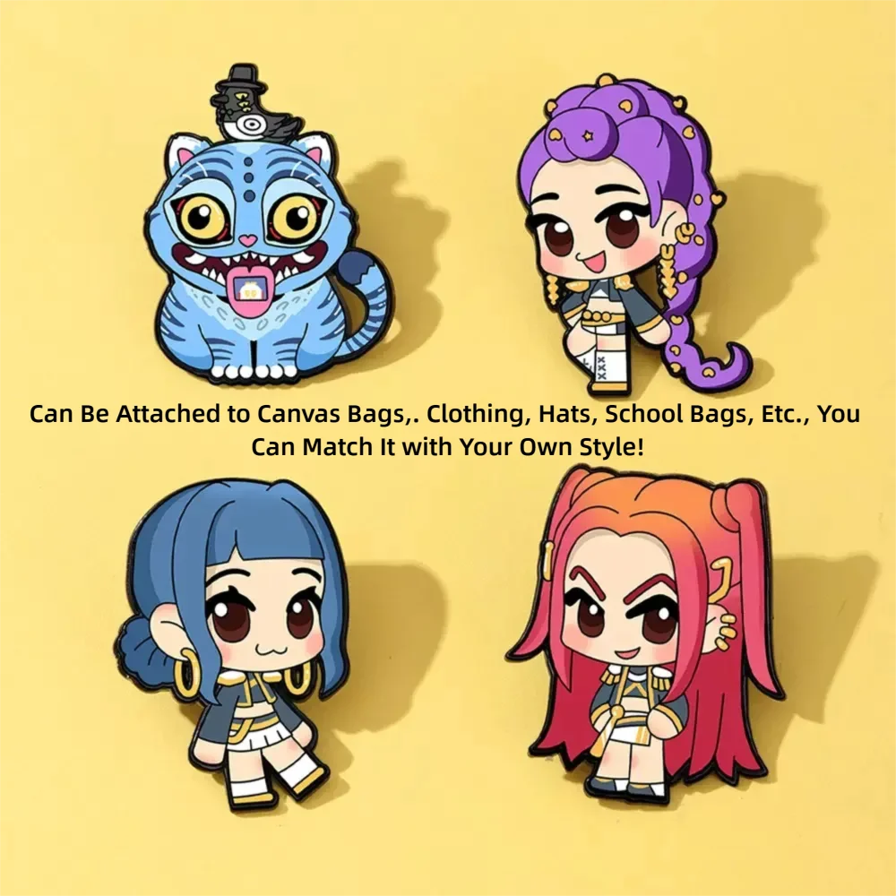 He Ye Demon Hunting Girl Cartoon Metal Creative Clothing Hat Bag Accessories Gift image 2