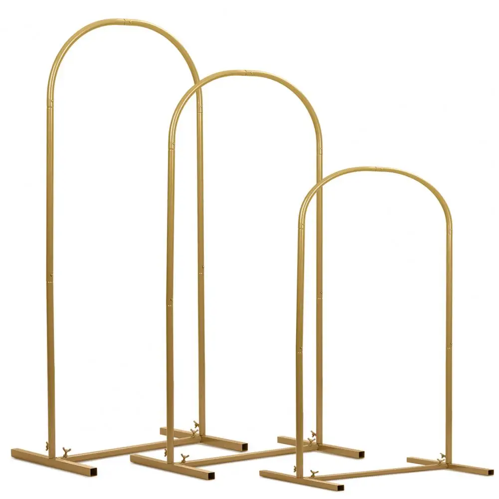 Metal Wedding Arch Gold Wedding Arch Stand, Party Decor Balloon Arch, Frame Backdrop Holder Bracket,Size 4FT 5FT 6FT Set Of 3