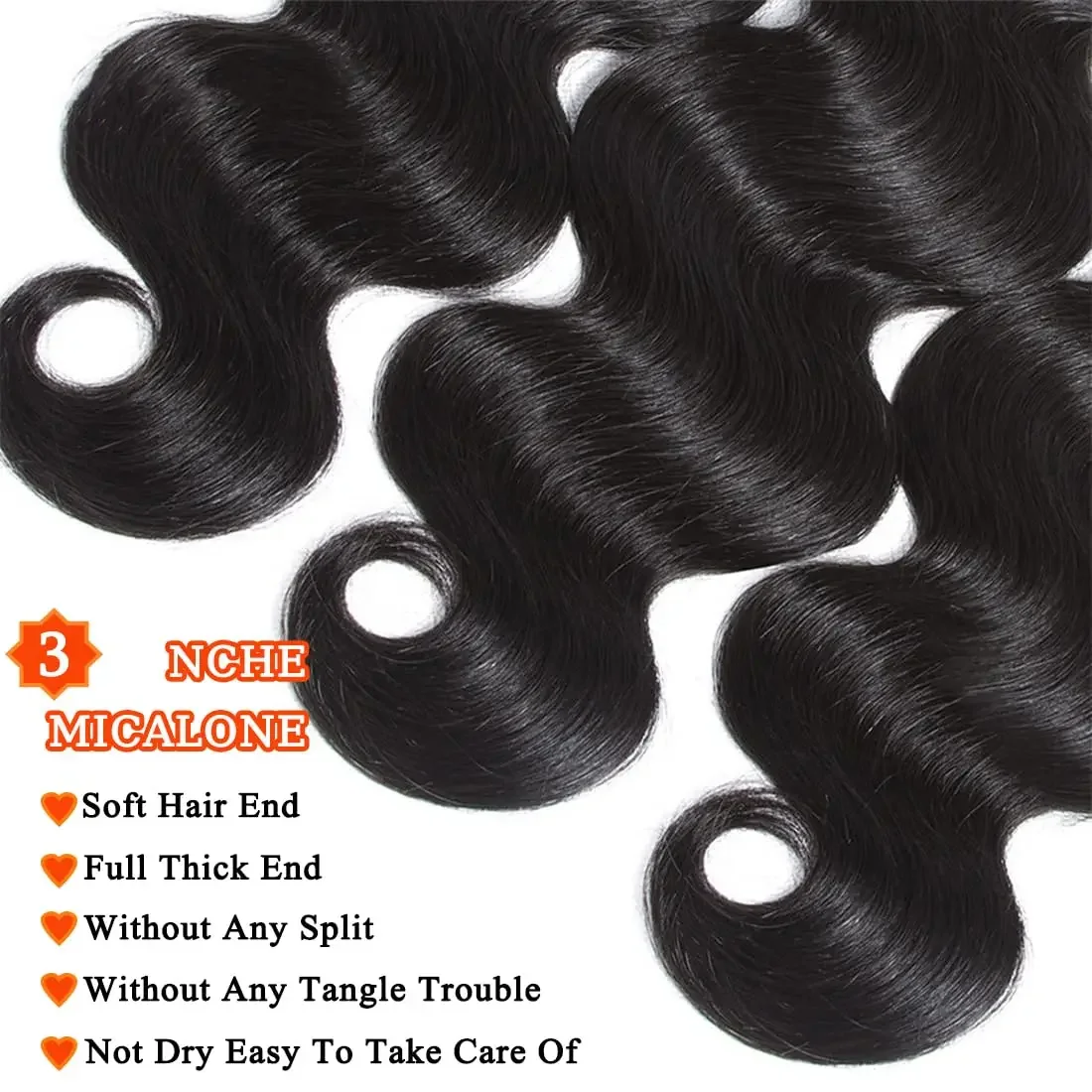 Bundel rambut manusia gelombang tubuh dengan penutup 13X4 renda transparan bundel 100% Brasil dengan penutup warna hitam alami