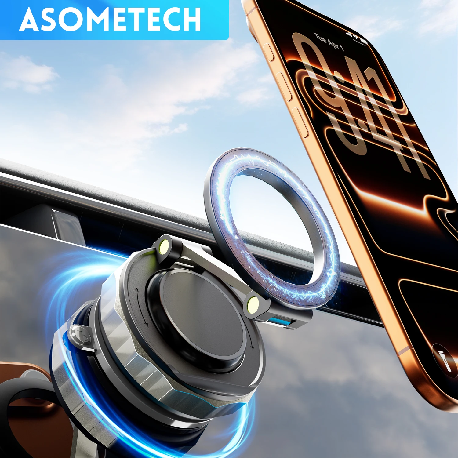 

Магнитный автомобильный держатель для телефона-подставка для Magsafe 360 ° Регулируемое вакуумное автомобильное крепление для телефона для автомобиля/стола/ванной комнаты/универсального использования