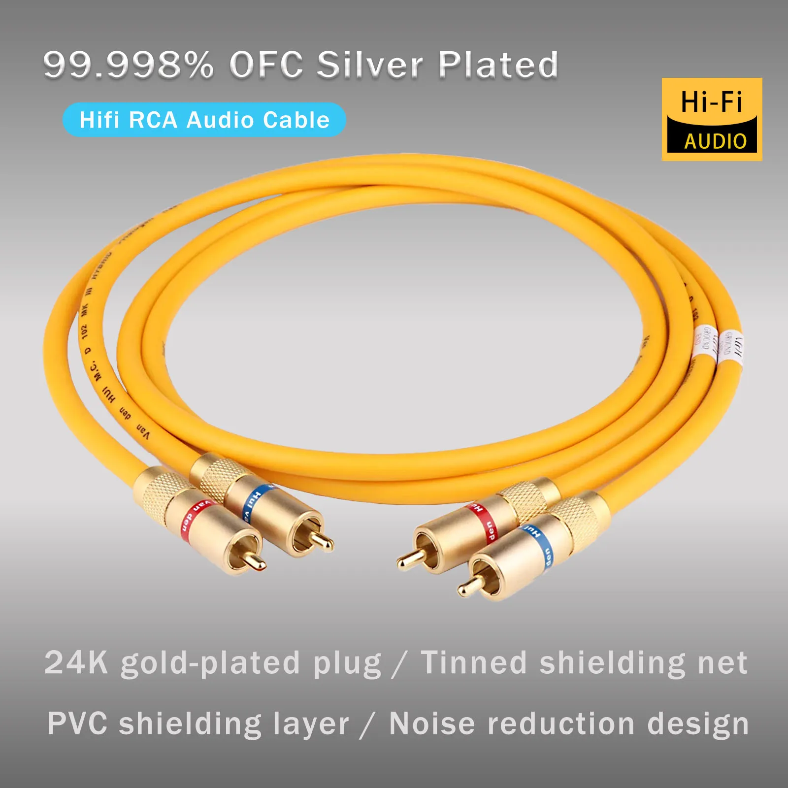 فان دن هول VDH كابل RCA OFC الفضة مطلي Rca كابل الصوت Rca مطلية بالذهب موصل التوصيل الهجين ربط أسلاك RCA