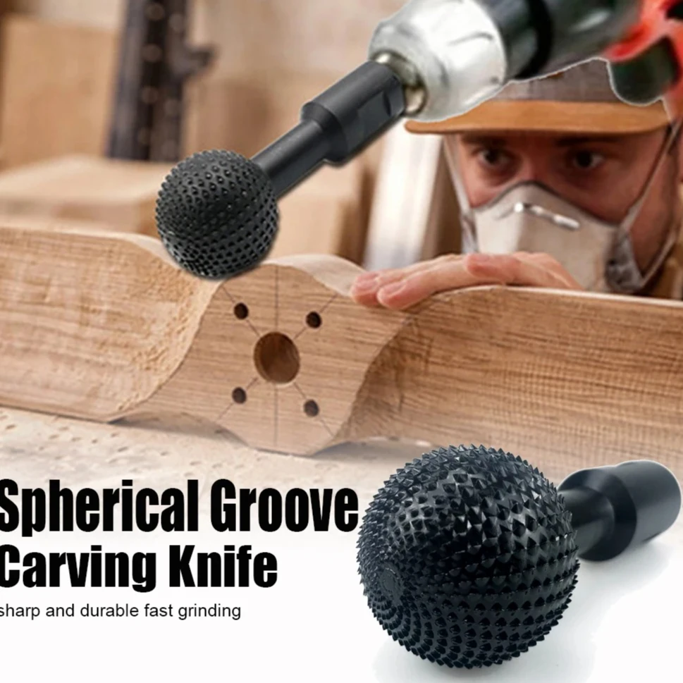 Wood Ball Gouge Carving Cutter, Spherical Rotary File for Angle Grinder, Milling Polishing Head for Woodworking Groove & Shaping