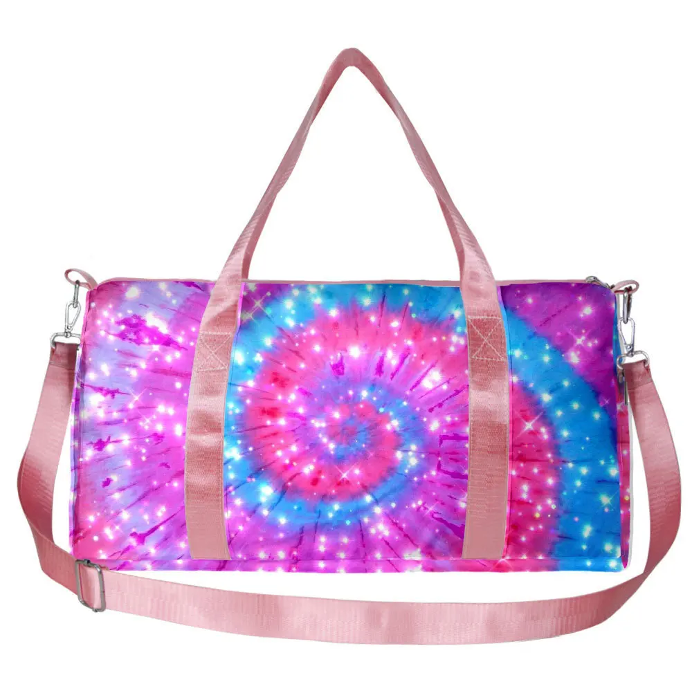 Trendy Popular Peculiar Funny Novelty tie-dye 3D Printed Travel Bags Barrel Shape Crossbody Bag Outdoor Sports Bags Gym Yoga Bag