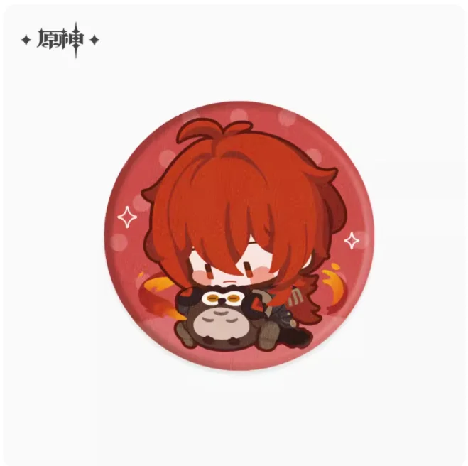 Anime Genshin Impact Q Edition Character Series Plush Badge Cartoon Figure Tartaglia Zhongli Venti Brooch Button Cosplay Gifts