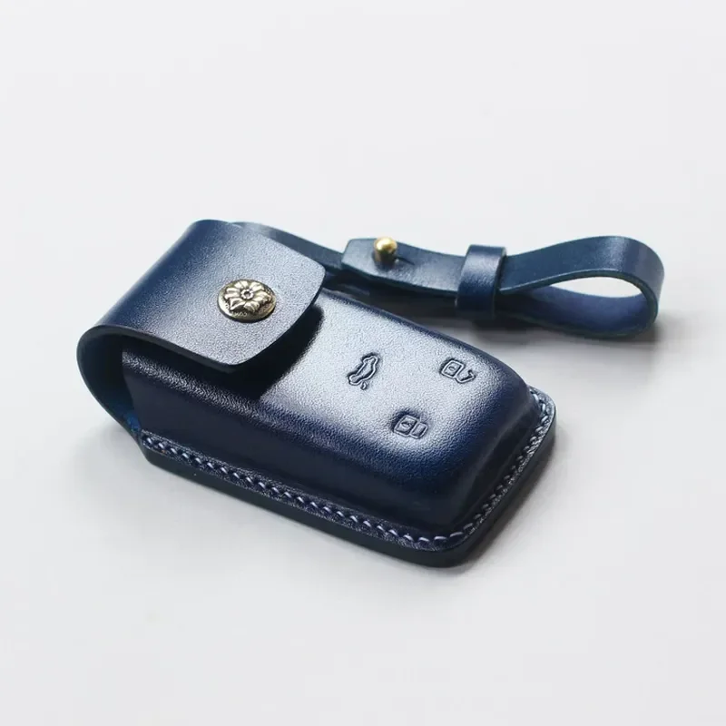 for Audi A4L A5 Q5 Q7 First Layer Leather Handmade Key Bag 3D Texture All Inclusive Key Case